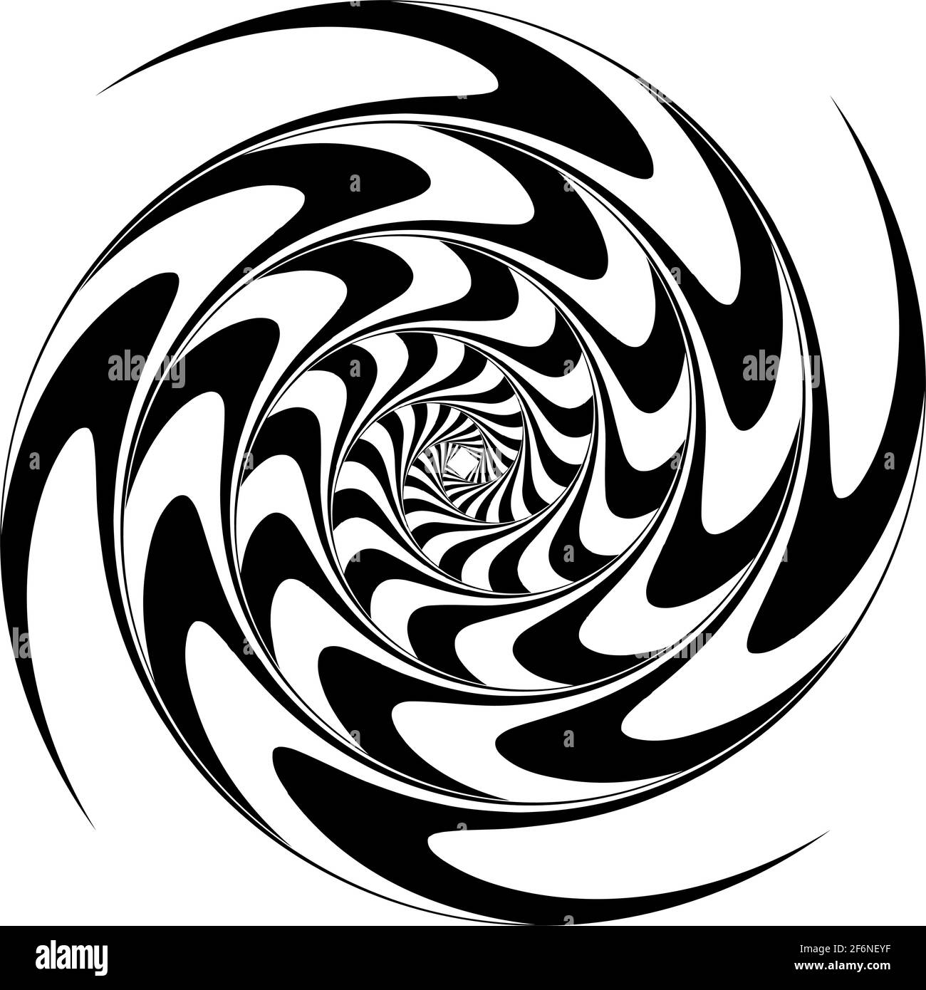 Opart, optische Kunst geometrische Illustration mit Rotation, Spirale, Wirbel, Twirl verzerren, Verformungseffekt. Radiale Hypnose, hypnotische Themen illustrati Stock Vektor
