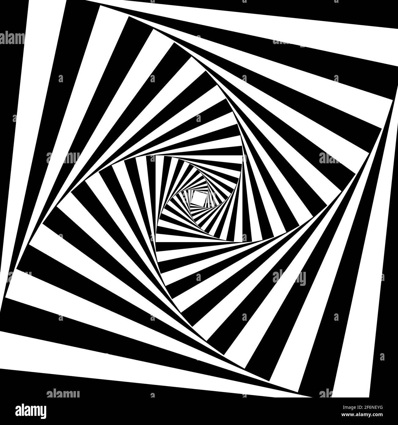 Opart, optische Kunst geometrische Illustration mit Rotation, Spirale, Wirbel, Twirl verzerren, Verformungseffekt. Radiale Hypnose, hypnotische Themen illustrati Stock Vektor