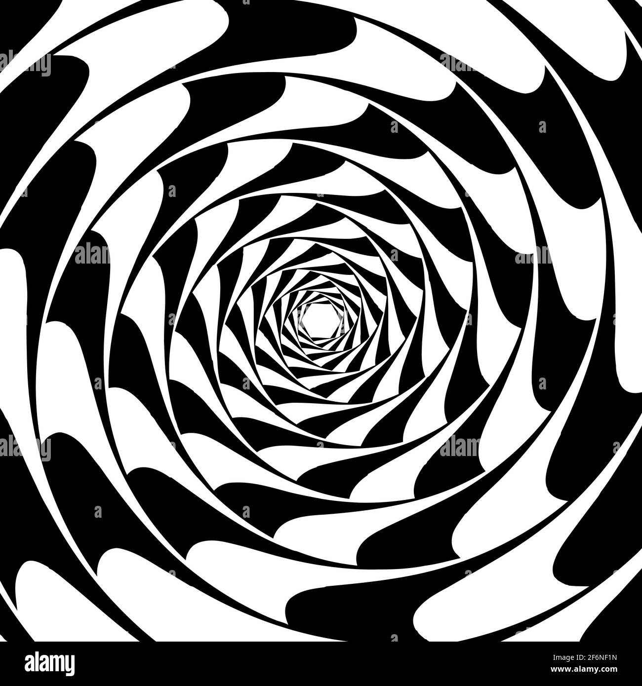 Opart, optische Kunst geometrische Illustration mit Rotation, Spirale, Wirbel, Twirl verzerren, Verformungseffekt. Radiale Hypnose, hypnotische Themen illustrati Stock Vektor