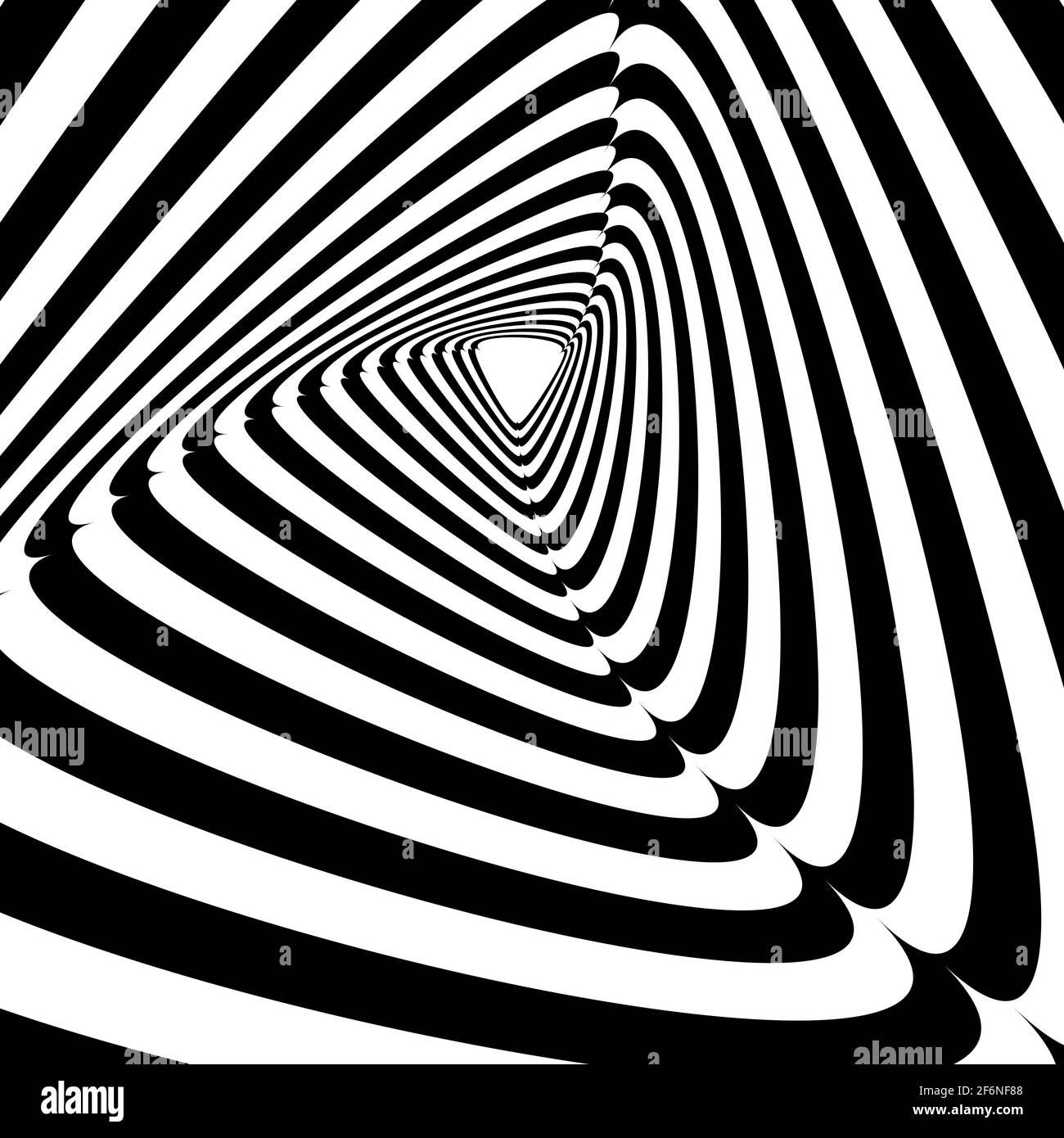 Opart, optische Kunst geometrische Illustration mit Rotation, Spirale, Wirbel, Twirl verzerren, Verformungseffekt. Radiale Hypnose, hypnotische Themen illustrati Stock Vektor