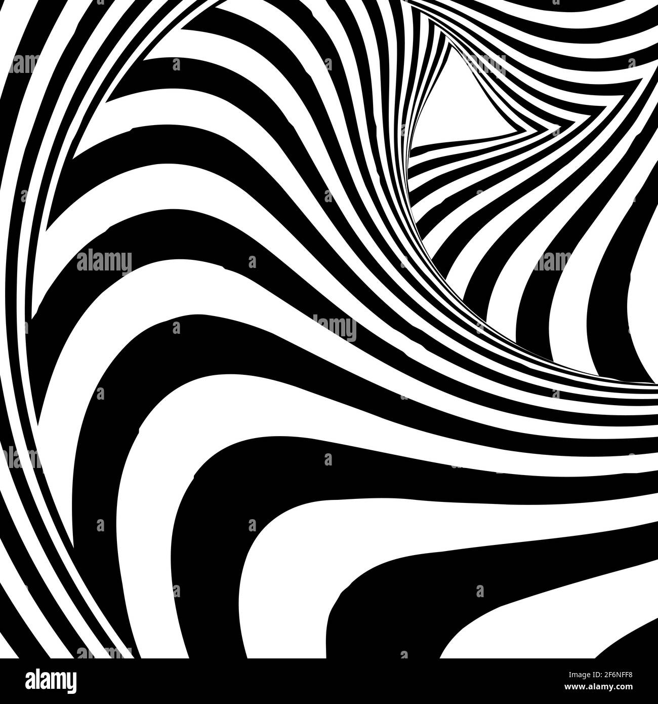 Opart, optische Kunst geometrische Illustration mit Rotation, Spirale, Wirbel, Twirl verzerren, Verformungseffekt. Radiale Hypnose, hypnotische Themen illustrati Stock Vektor