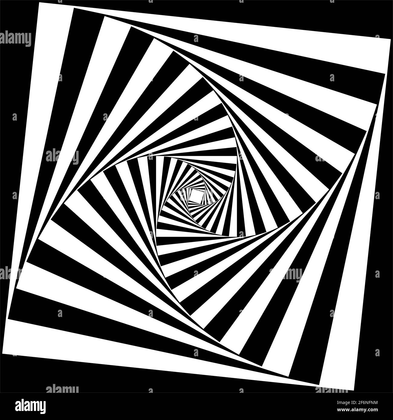 Opart, optische Kunst geometrische Illustration mit Rotation, Spirale, Wirbel, Twirl verzerren, Verformungseffekt. Radiale Hypnose, hypnotische Themen illustrati Stock Vektor