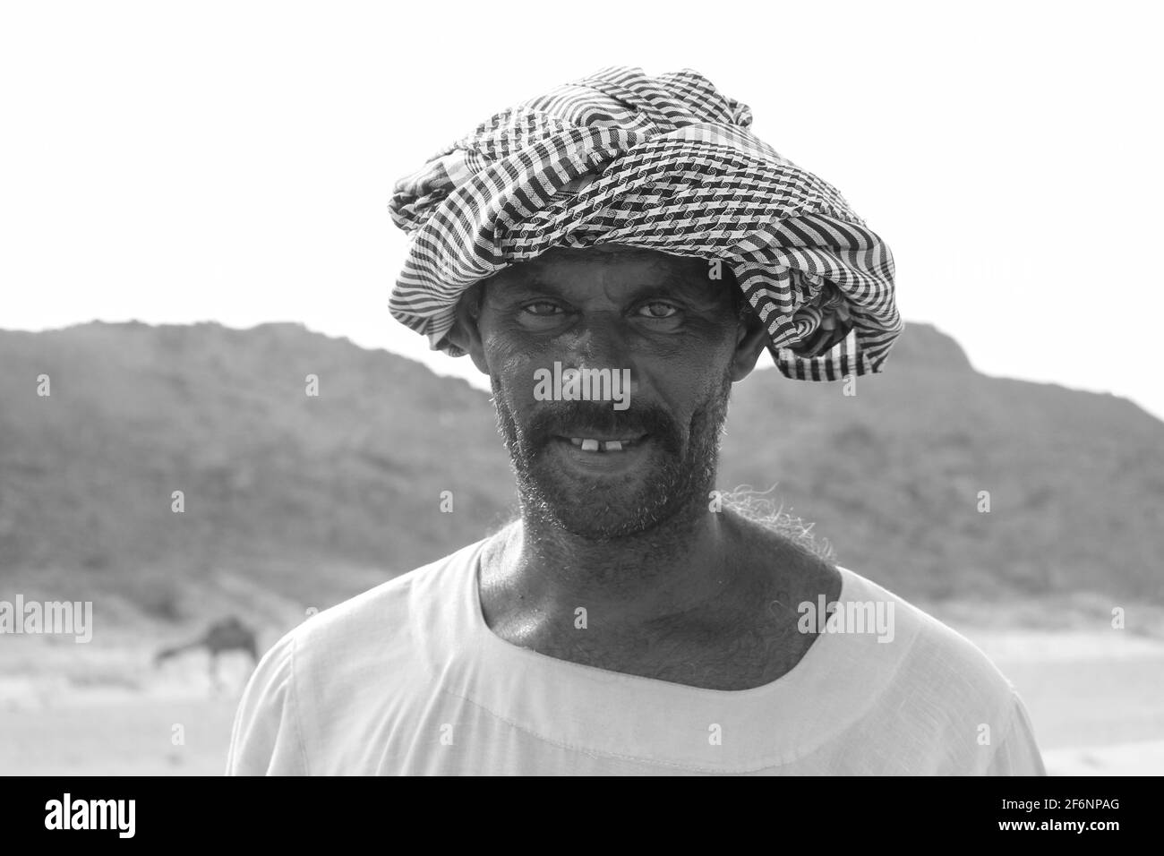 Kamelhirte in der Wüste saudi-arabiens Stockfoto