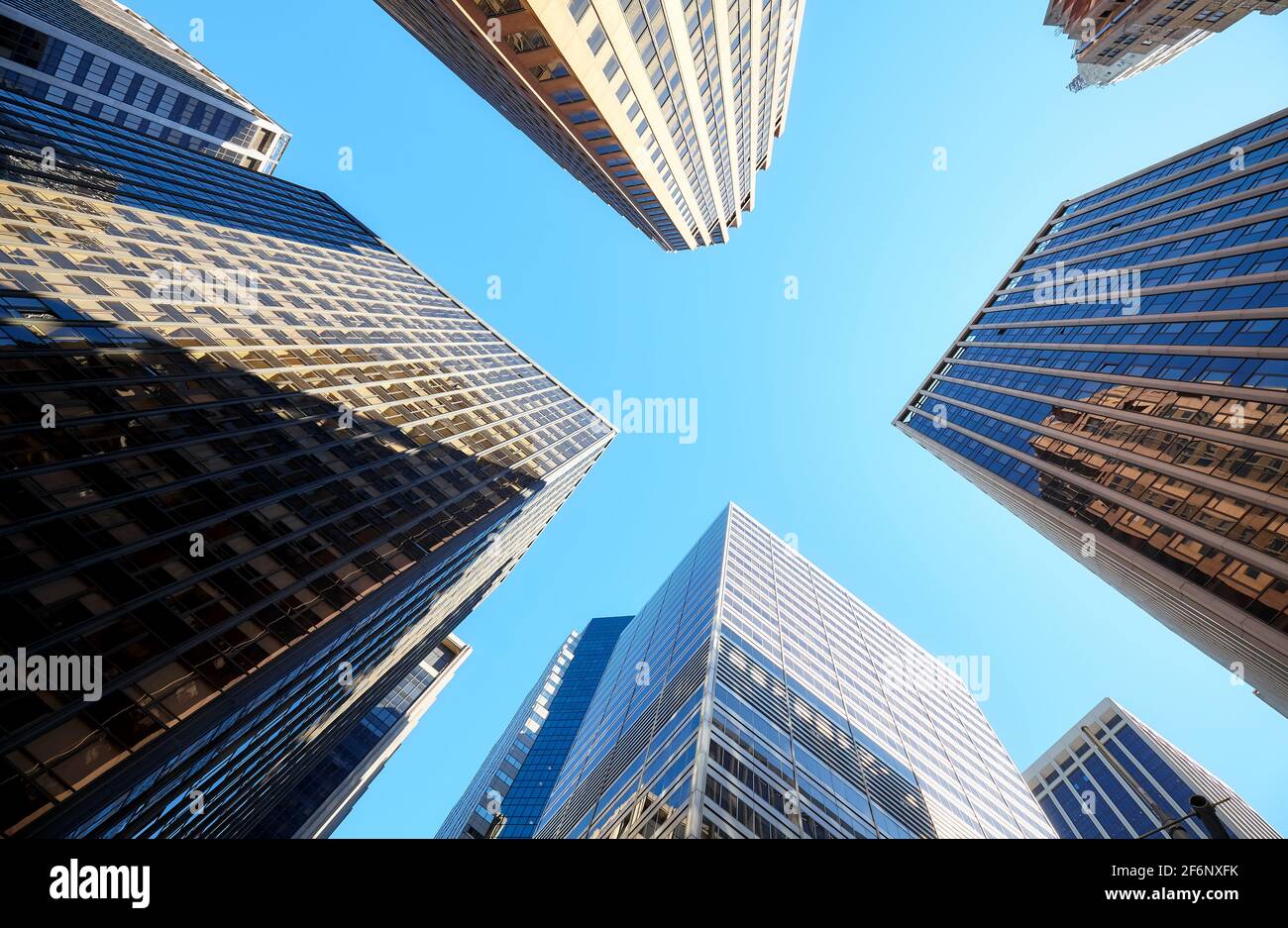 Blick auf Manhattan Hochhäuser, New York City, USA. Stockfoto
