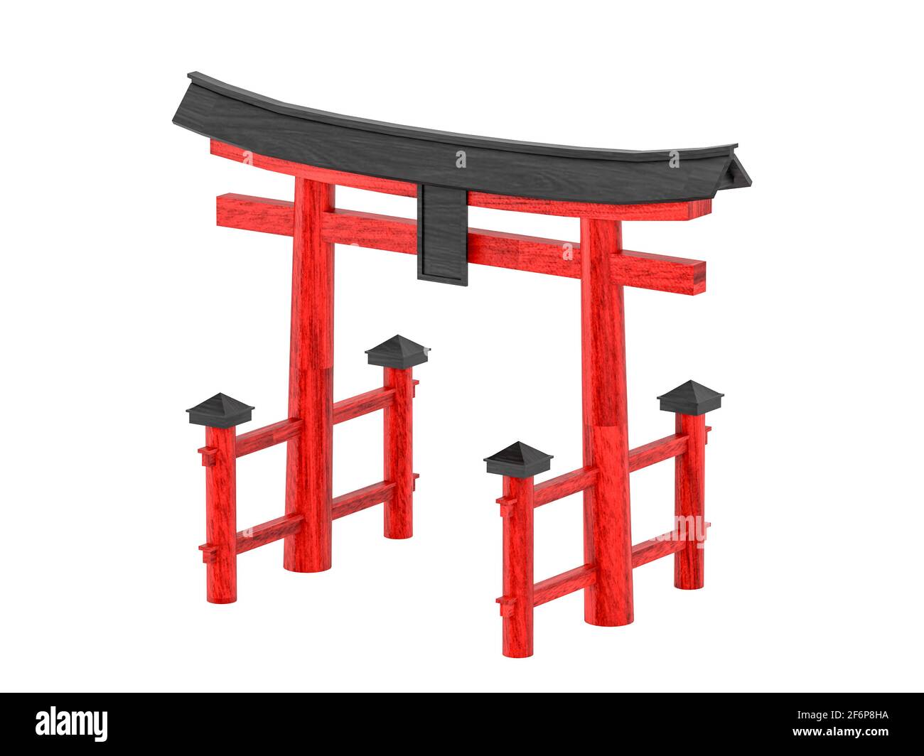 Japanische gateway Torii isoliert auf weißem Hintergrund, 3D-Rendering Stockfoto