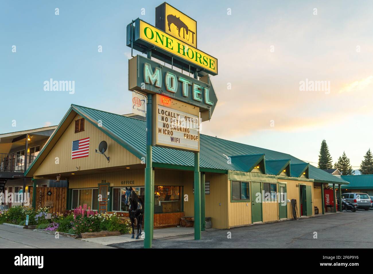 One Horse Motel in West Yellowstone Montana Stockfoto