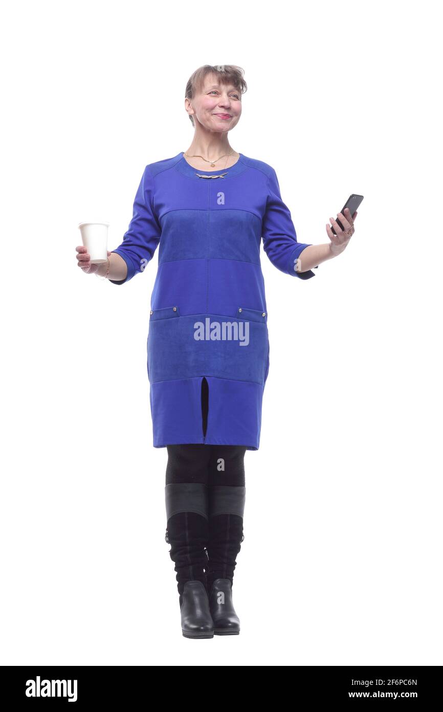 Business Frau Anwalt professionell mit Smartphone trinken Kaffee Stockfoto