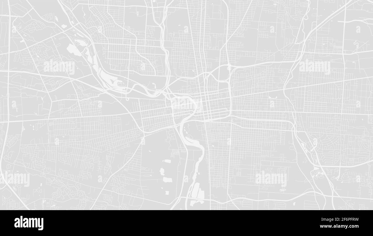 Helle graue Vektor Hintergrund Karte, Columbus Stadtgebiet Straßen und Wasserkartographie Illustration. Breitbild-Proportion, digitale Flat-Design-Streetmap Stock Vektor