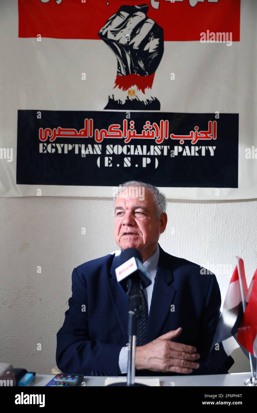 Kairo, Ägypten. März 2021. Ahmed Bahaa El-DIN Shaaban, Generalsekretär der Ägyptischen Sozialistischen Partei (ESP), erhält ein Interview mit Xinhua in Kairo, Ägypten, 19. März 2021. UM ZU sagen: "Interview: CPC ist ein Modell für die wahre Verkörperung der Bestrebungen der Menschen, sagt der ägyptische Parteinefs" Kredit: Ahmed Gomaa/Xinhua/Alamy Live News Stockfoto