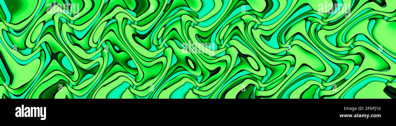 Heller grüner abstrakter Hintergrund. Mehrfarbiges Wellenmuster. Abstrakte psychedelisch Illustration Stockfoto