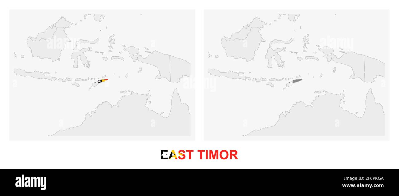 Zwei Versionen der Karte von OstTimor, mit der Flagge von OstTimor