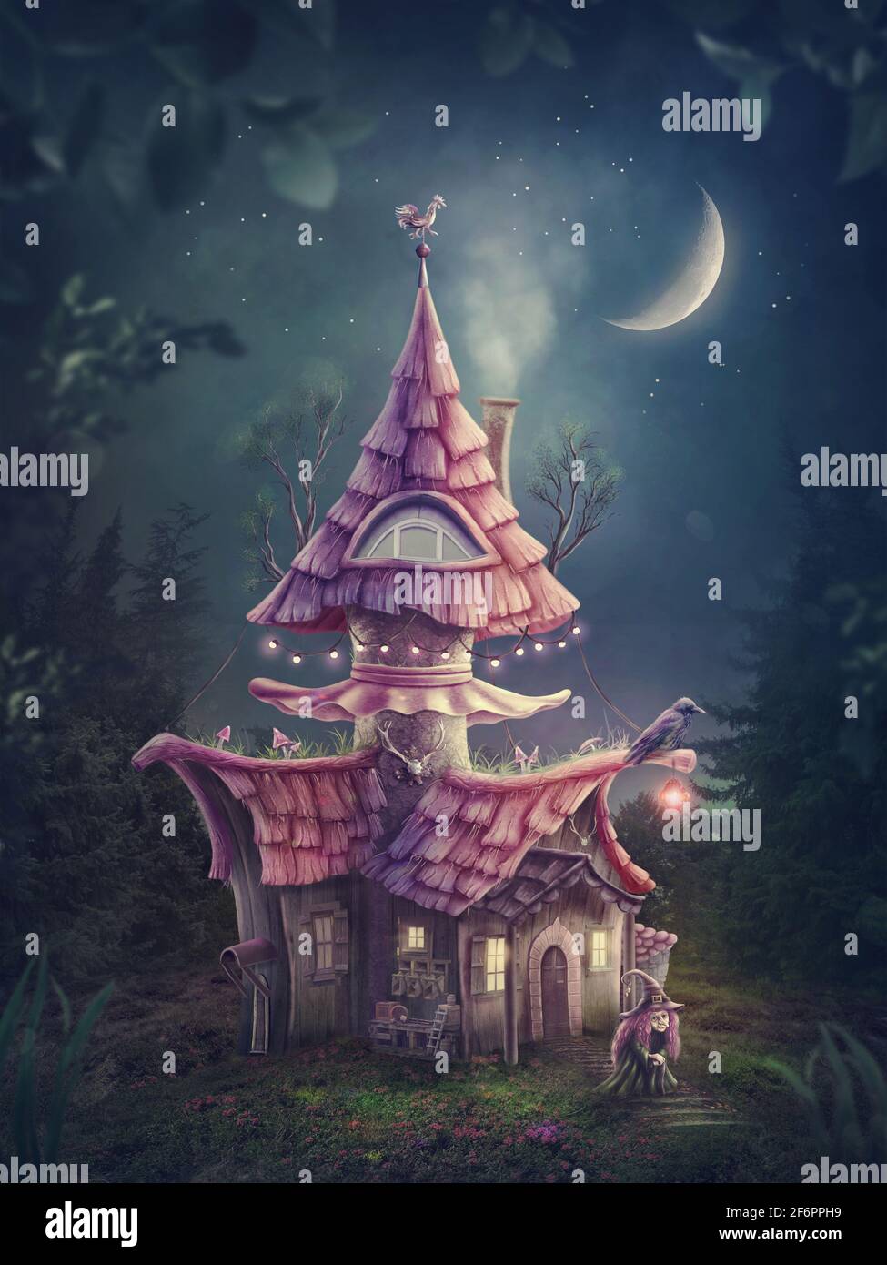 Fantasy Pilzhaus tief im Wald. Stockfoto