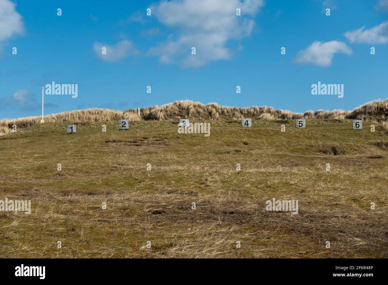 Der militärische Schießstand Blackdog Ranges im Weiler Blackdog, Aberdeenshire, Schottland Stockfoto