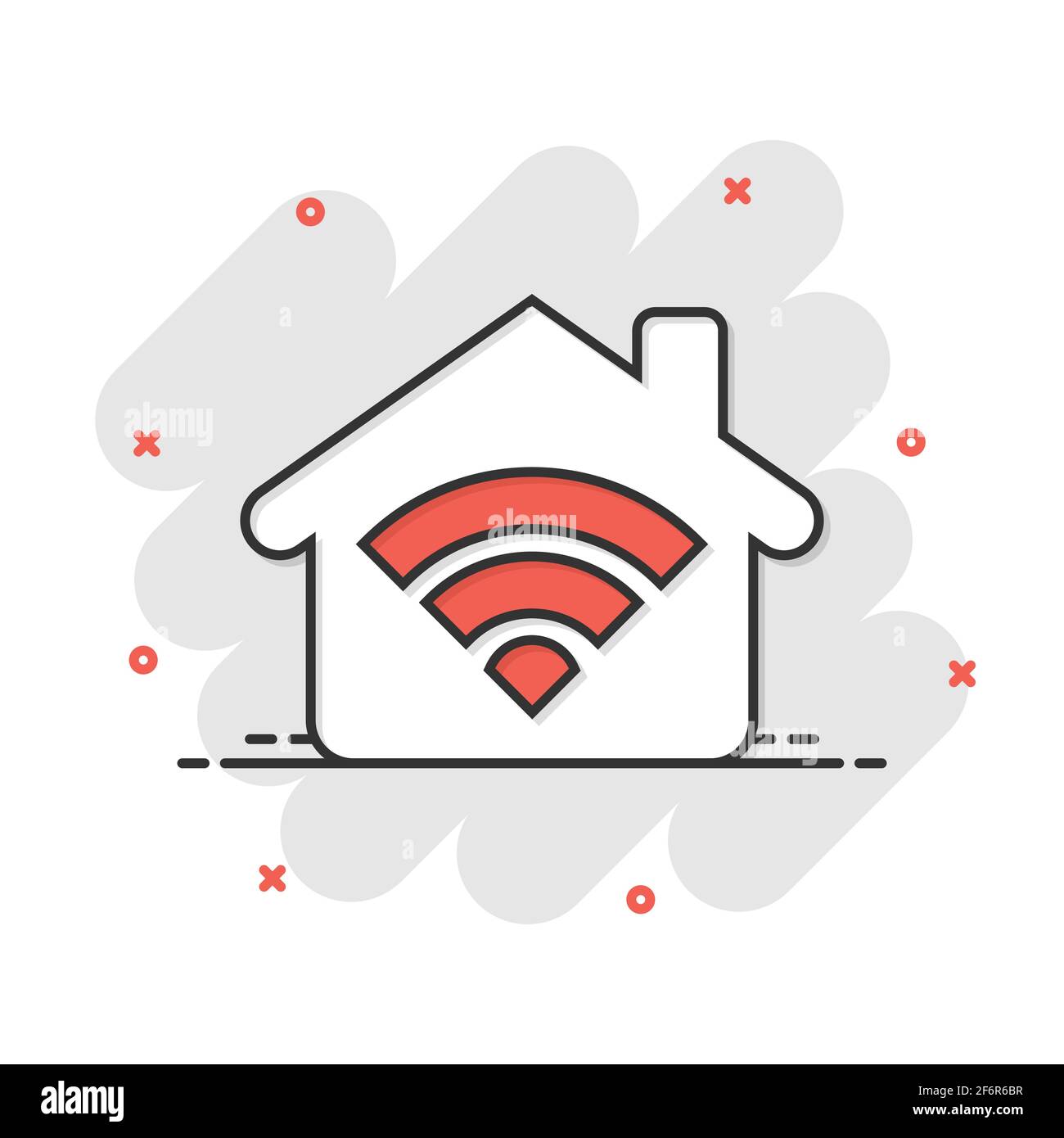 "Smart Home"-Symbol im Comic-stil. Haus der Vektor Cartoon Illustration Piktogramm. Smart Home Business Konzept splash Wirkung. Stock Vektor