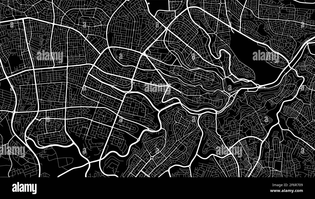Schwarz-Weiß-Vektor-Hintergrundkarte, Amman Stadtgebiet Straßen und Wasserkartographie Illustration. Breitbild-Anteil, digitale flache Design streetma Stock Vektor