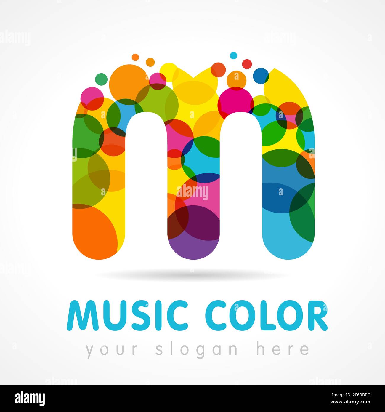 Buchstabe M Logo Konzept. Isoliertes abstraktes Emblem. Glasfarbe, grafische Vorlage. Wolken und Blasen mit bunten Haufen. Soft Branding Stock Vektor