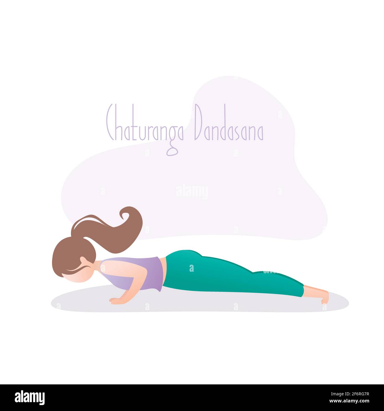 Mädchen tun Yoga Pose, Low Plank Pose oder Chaturanga Dandasana Asana in Hatha Yoga, Fitness weibliche Charakter, Vektor-Illustration im trendigen Stil Stock Vektor