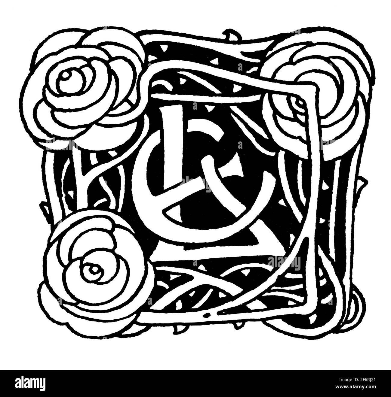 E L Persönliche Monogramme Initialen Bookplate von Ethel Larcombe aus 1903 das Studiomagazin für bildende und angewandte Kunst Stockfoto