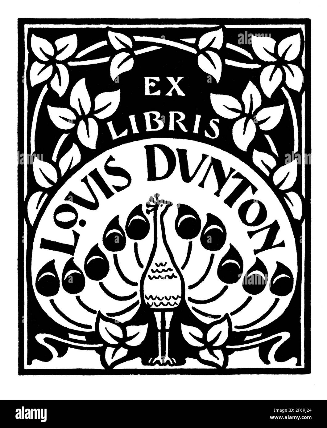 peacock Exlibris für Louis Dunton von E G Perman aus 1903 das Studiomagazin für bildende und angewandte Kunst Stockfoto