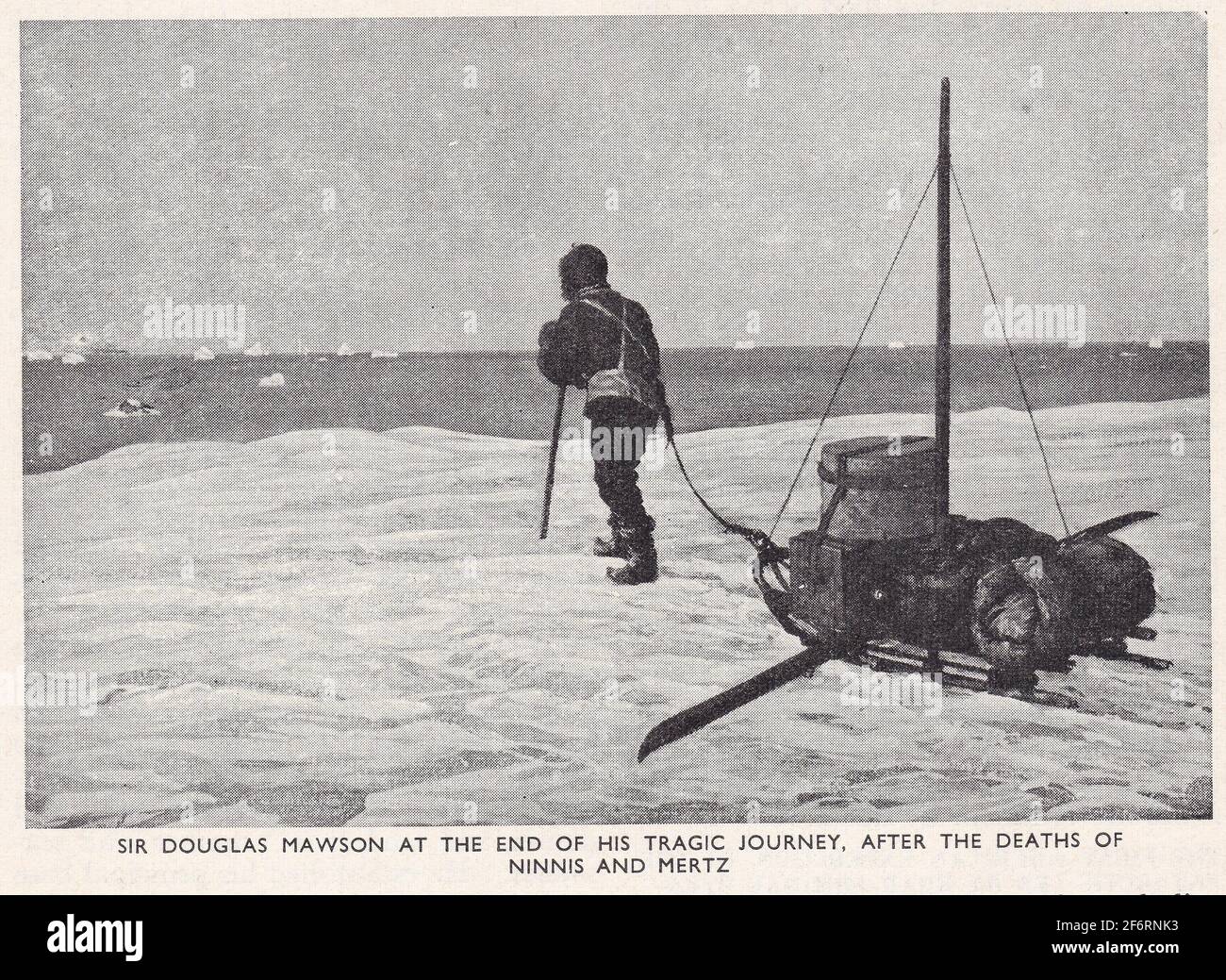 Südpol, Antarktis - Vintage Schwarz-Weiß-Fotos - Sir Douglas Mawson am Ende seiner tragischen Reise, nach dem Tod von Ninnis und Mertz. Stockfoto