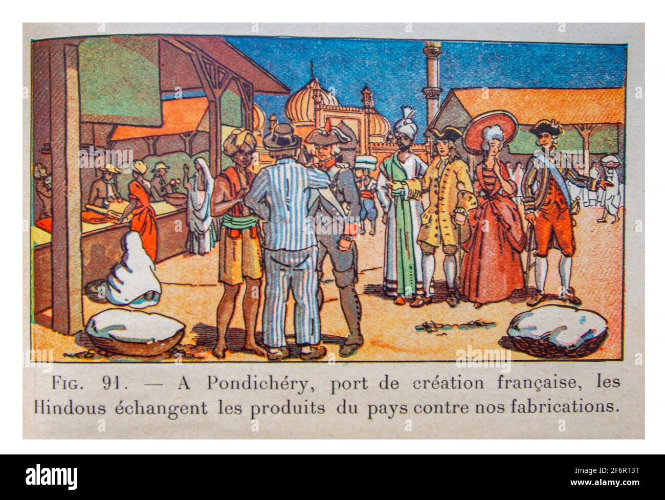 Geschichte, Kolonisierung in Pondichery, Hafen der französischen Schöpfung, tauschen die Hindoux die Produkte des Landes gegen unsere Fabrikata aus. (Histoire de Stockfoto