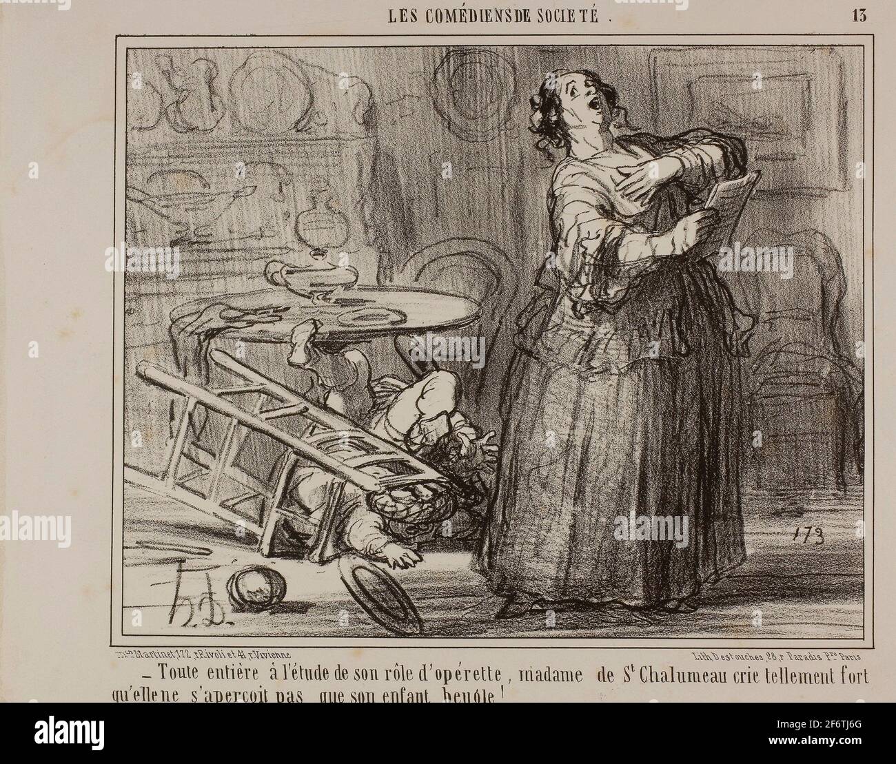 Autor: Honor-Victorin Daumier. - von ihrer Operettenstimme eingenommen, schreit Madame de St. Chalumeau so laut, dass sie das Geschrei nicht bemerkt Stockfoto