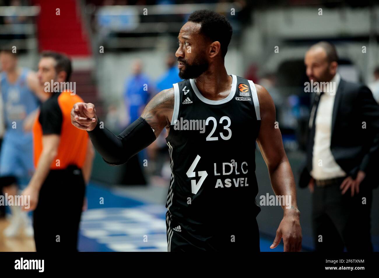 SANKT PETERSBURG, RUSSLAND - 2. APRIL: David Lighty JR von LDLC ASVEL Villeurbanne während des Euroleague-Basketballspiels zwischen BC Zenit Sankt Petersburg Stockfoto