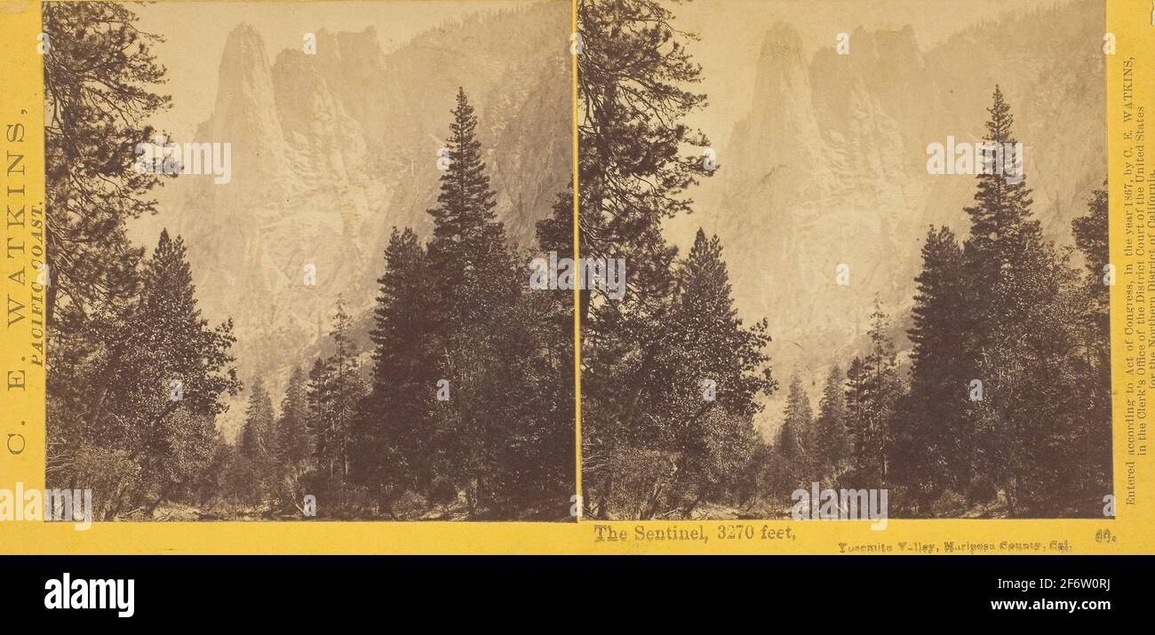 Autor: Carleton Watkins. The Sentinel, 3270 Fuß, Yosemite Valley, Mariposa County, Cal. - 1867 - Carleton Watkins American, 1829'1916. Albumen Stockfoto