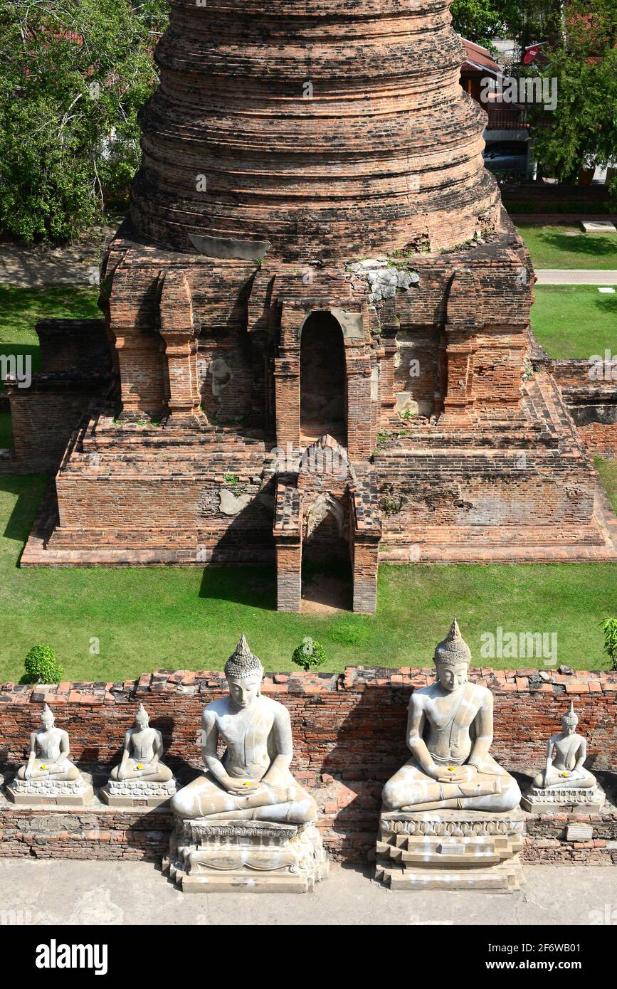 Ayutthaya Historical Park, Wat Yai Chai Mongkhon buddhistischer Tempel (14. Jahrhundert, Welterbe). Phra Nakhon Si Ayutthaya, Thailand. Stockfoto