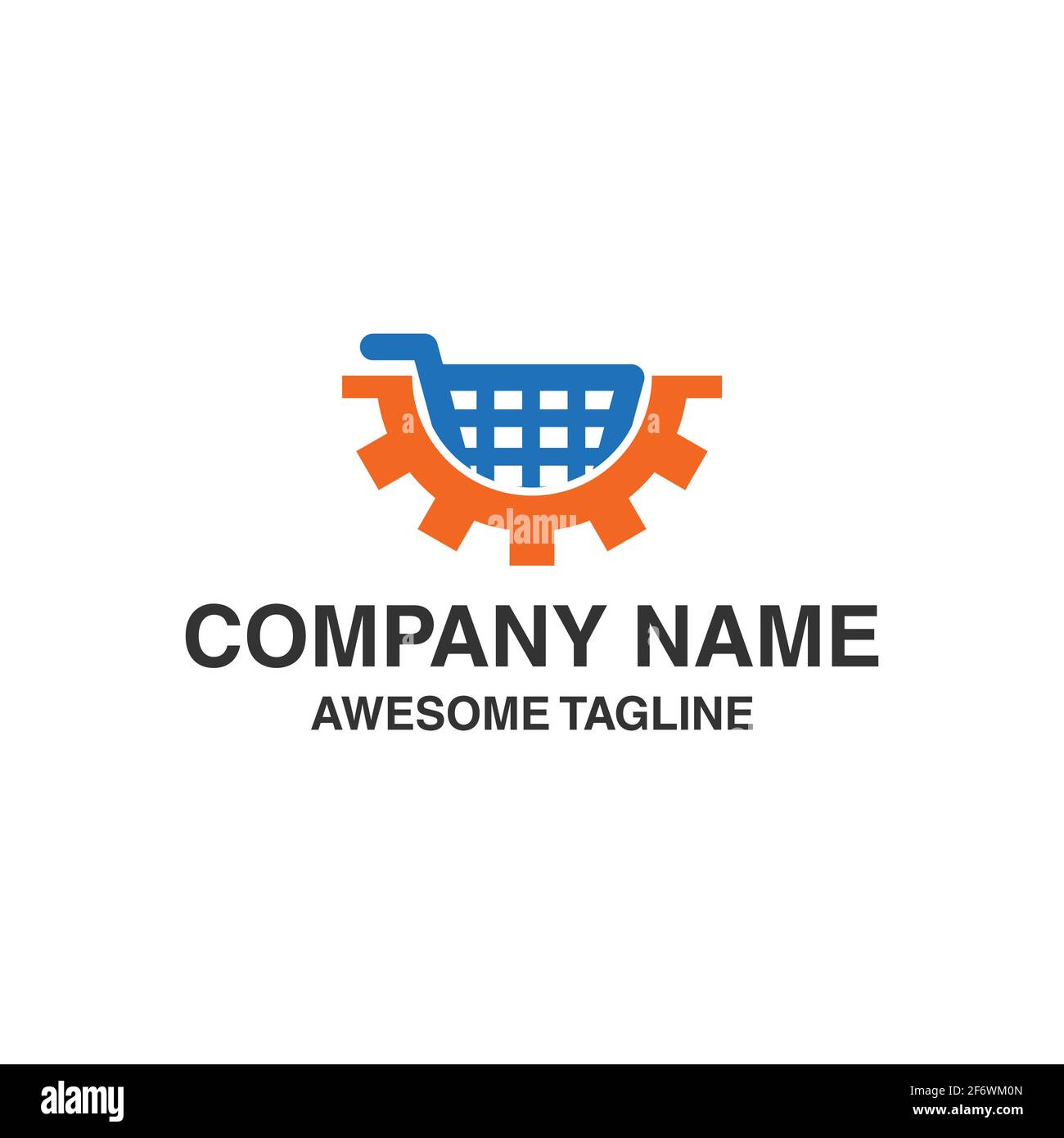 Einkaufswagen mit Getriebe-Logo. vektor-Logo-Vorlage einsatzbereit Stock Vektor