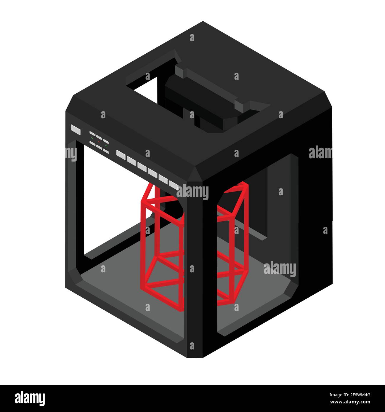 Moderne 3D-Drucker drucken Figur isoliert auf weißem Hintergrund. Isometrische Ansicht.Vektor Stock Vektor