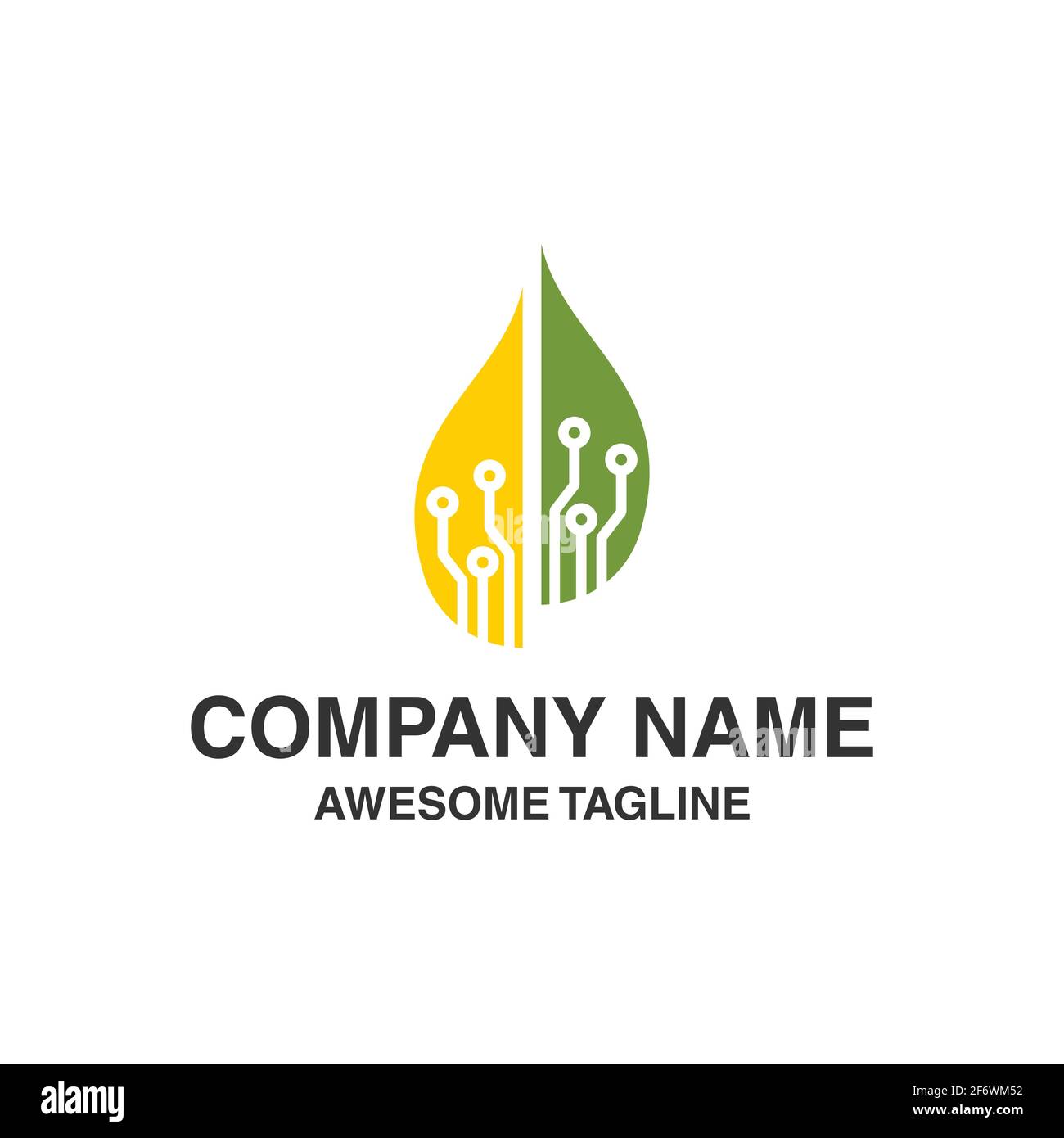 Abstraktes Blatt Technologie Logo. Natur Technologie Symbol. Logo Vorlage bereit für den Einsatz Stock Vektor