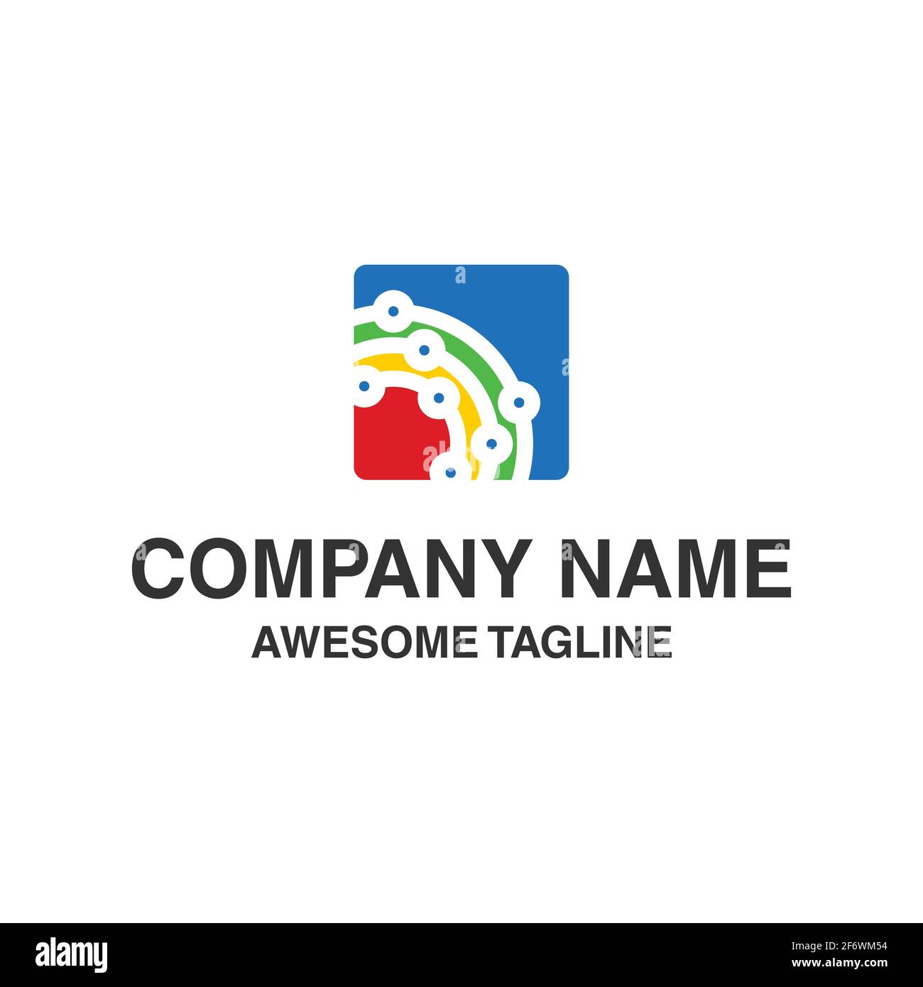 Abstraktes Quadrat mit Kreis-Technologie-Logo. Technologie-Symbol. Logo-Vorlage bereit für den Einsatz Stock Vektor