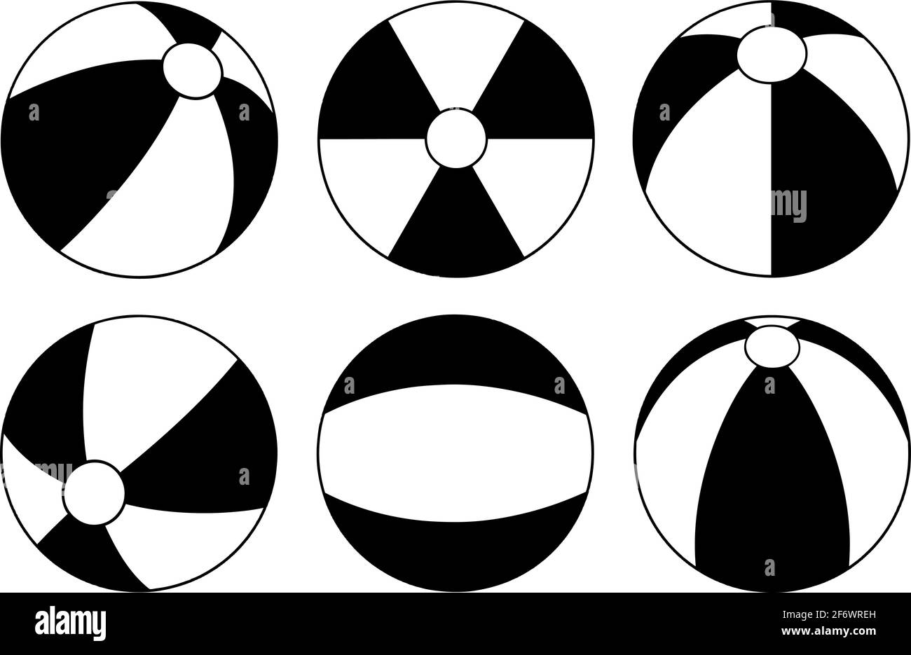 Set aus verschiedenen Strandbällen isoliert auf weiß Stock Vektor