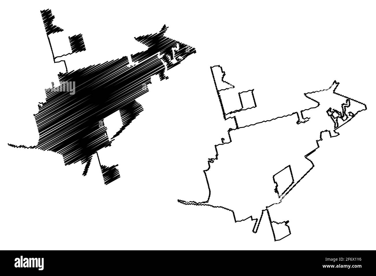 Odessa City, Texas (Vereinigte Staaten Städte, Vereinigte Staaten von Amerika, vereinigte staaten Stadt) Kartenvektordarstellung, scribble Skizze Stadt von Odessa Karte Stock Vektor