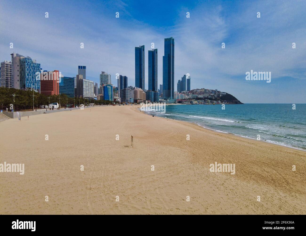 Landschaft von haeundae Beach, Busan, Südkorea, Asien Stockfoto