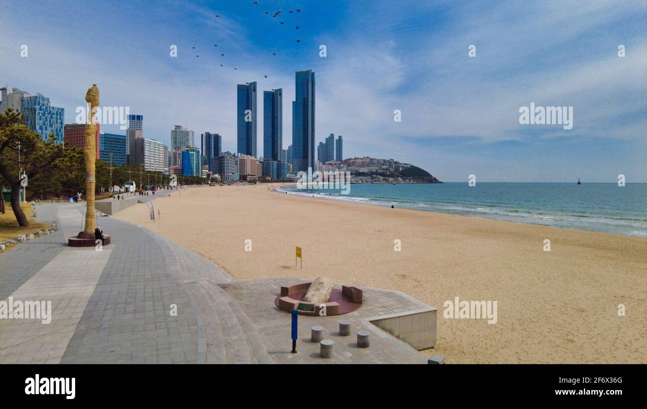 Landschaft von haeundae Beach, Busan, Südkorea, Asien Stockfoto