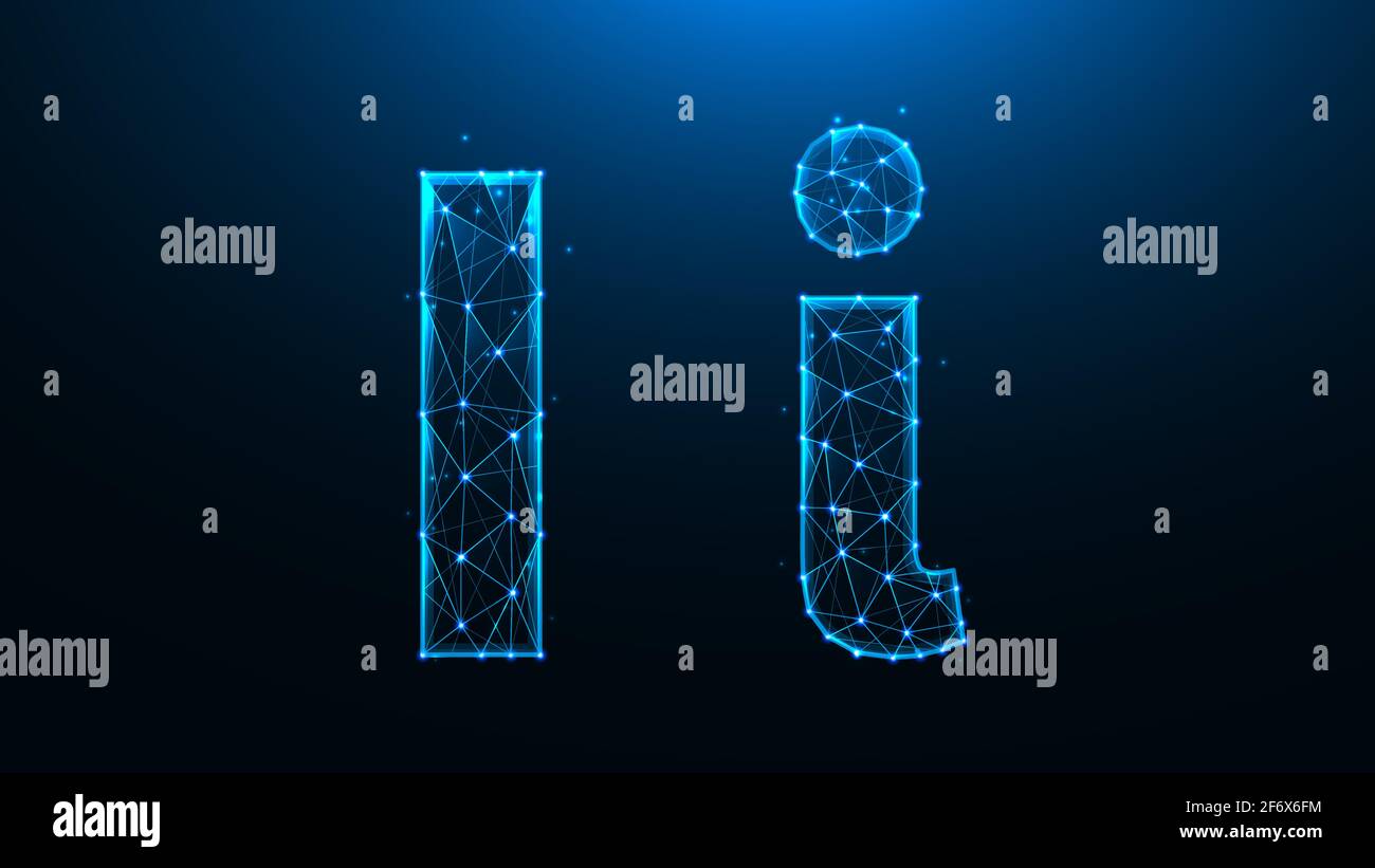 Polygonale Vektordarstellung des Buchstabens I auf dunkelblauem Hintergrund. Stock Vektor