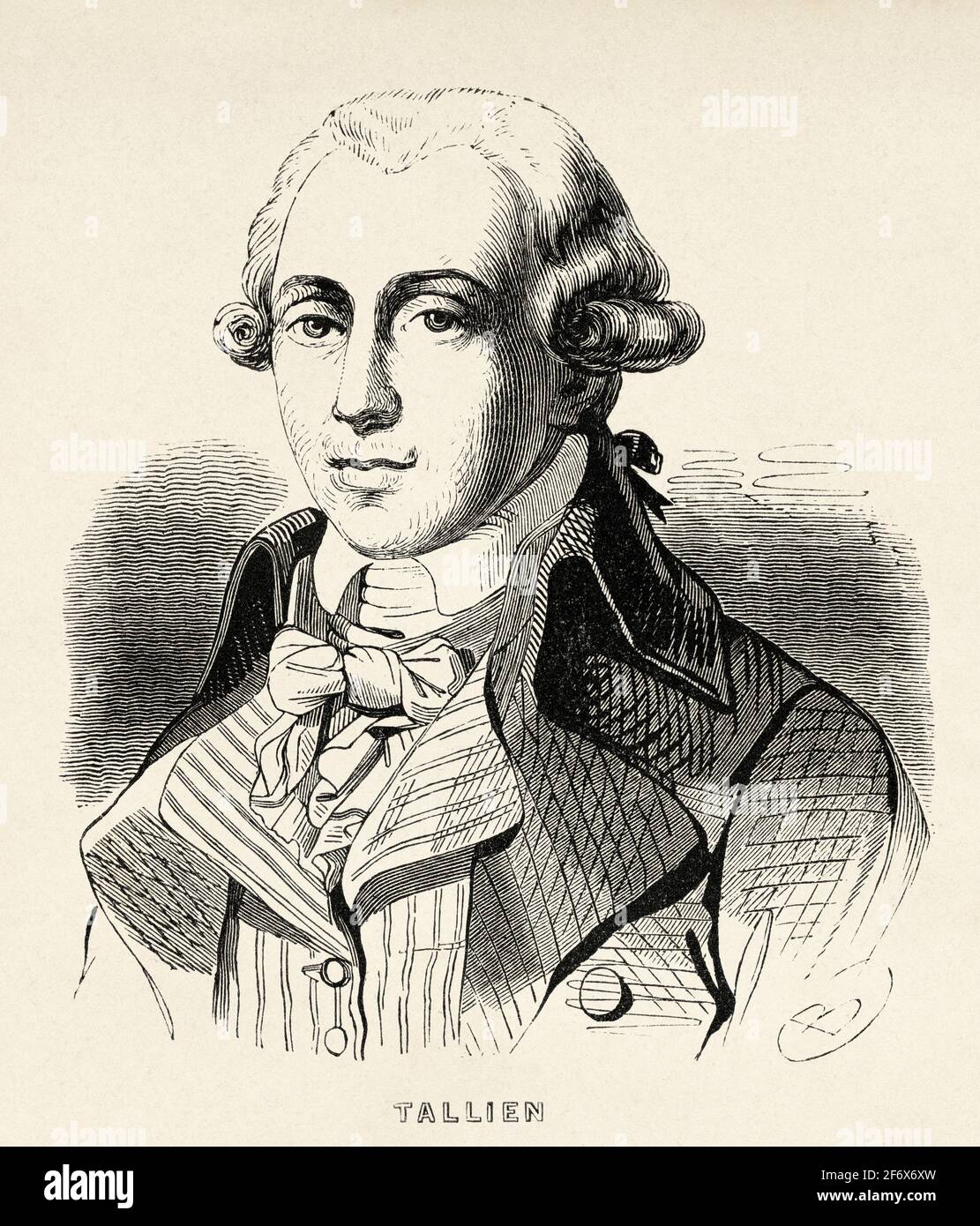 Porträt von Jean-Lambert Tallien (1767-1820) französischer Journalist und Politiker. Frankreich, Französische Revolution 18. Jahrhundert. Alte gravierte Illustration aus Histoire de la Revolution Francaise 1845 Stockfoto