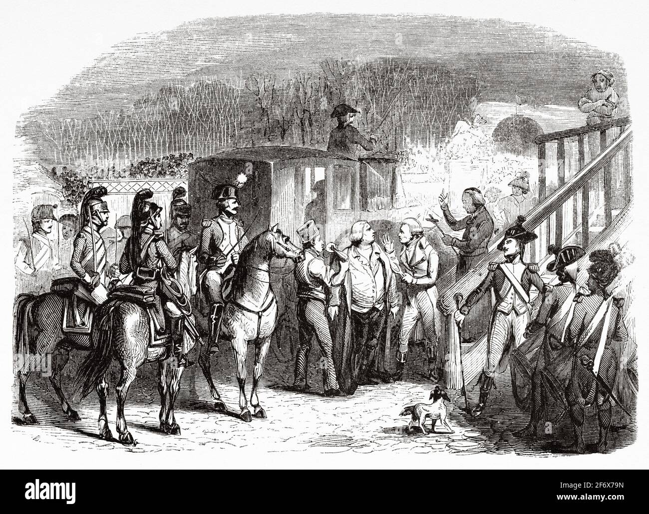 Hinrichtung von Ludwig XVI. Am Montag, den 21. Januar 1793. Place de la Révolution, Paris. Frankreich, Französische Revolution 18. Jahrhundert. Alte gravierte Illustration aus Histoire de la Revolution Francaise 1845 Stockfoto