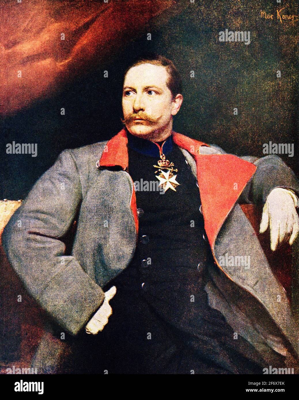 Farbportrait von Wilhelm II. Von Deutschland. Wilhelm II Friedrich Wilhelm Viktor Albrecht von Preussen (Berlin 1859 - Doorn 1941) Letzter Kaiser oder kaiser des Deutschen Reiches und letzter König von Preußen. Er war der älteste Sohn Friedrichs III. Und die Prinzessin des Vereinigten Königreichs Victoria. Deutschland, Europa Stockfoto