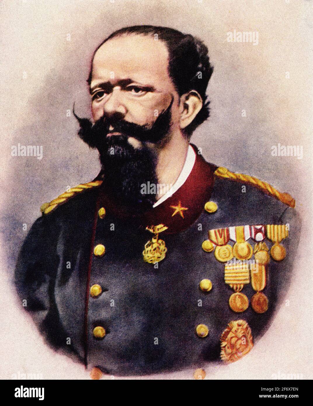 Farbportrait von Vittorio Emanuele II. Von Savoyen (1820-1878) König von Italien, Europa Stockfoto