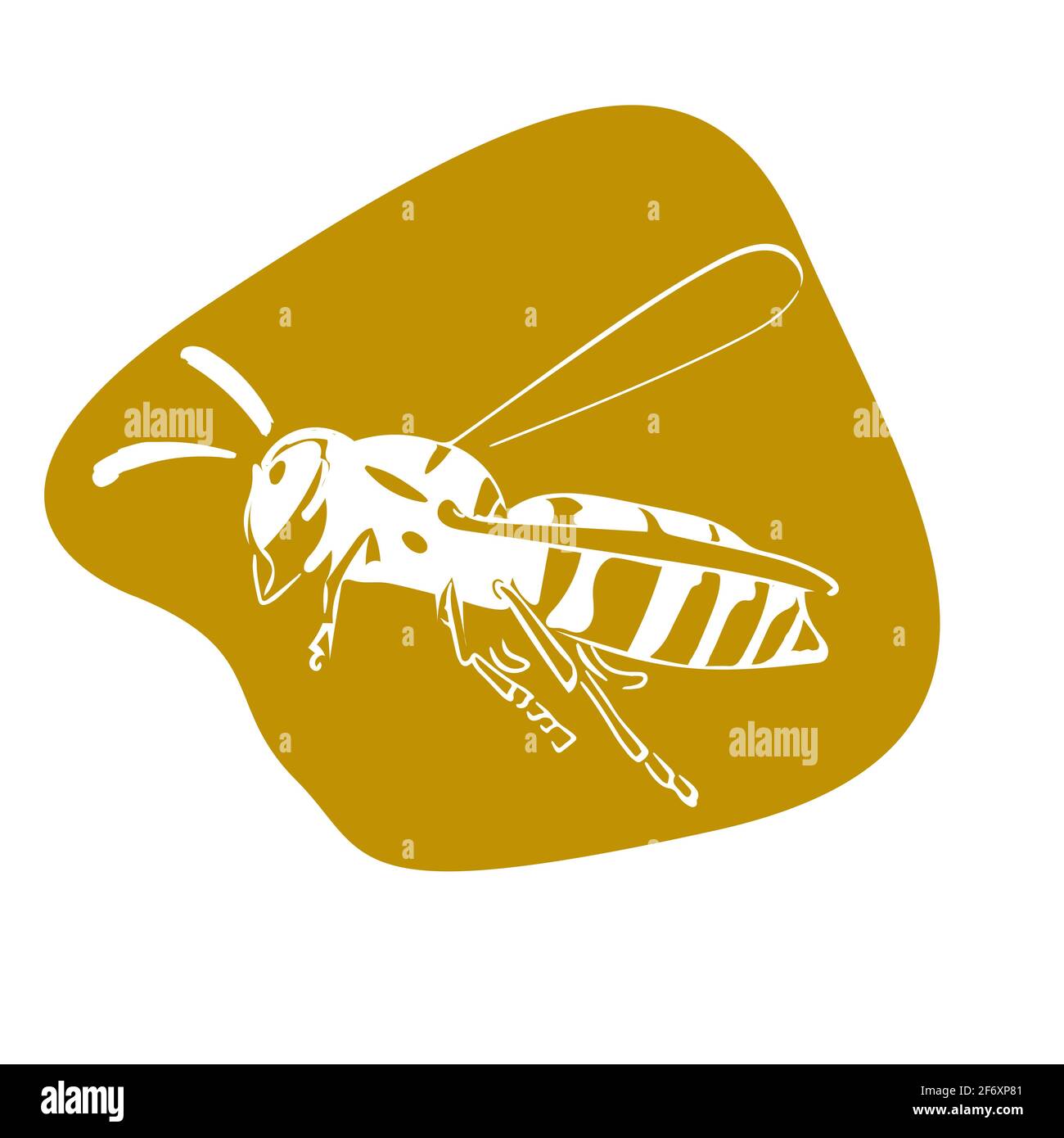 Wespendarstellung braun isoliert auf weißem Hintergrund Stock Vektor