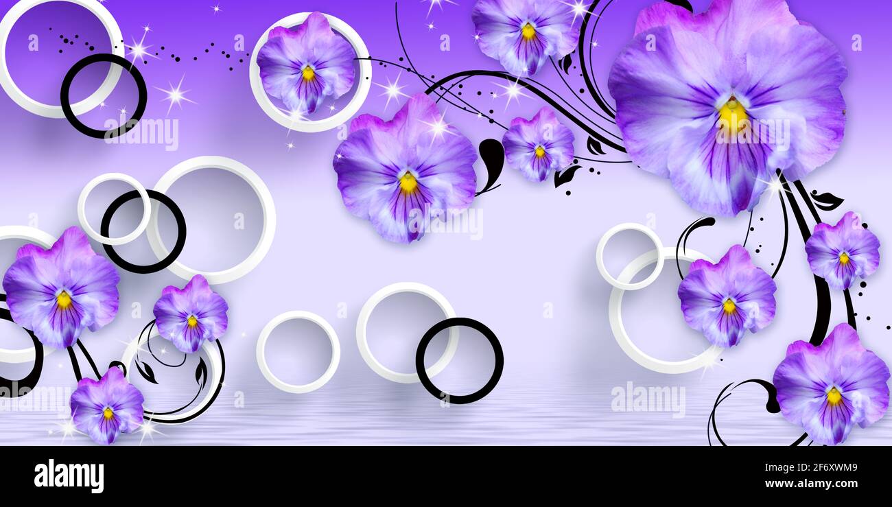 3D Illustration von schönen lila Blumen 3d Hintergrund 3D Wallpaper-ILLUSTRATION  Stockfotografie - Alamy