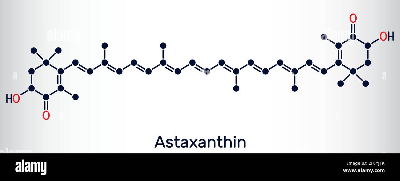 Astaxanthin ist ein Keto-Carotinoid. Es gehört zur Klasse der chemischen Terpene. Chemische Formel des Skeletts. Vektorgrafik Stock Vektor