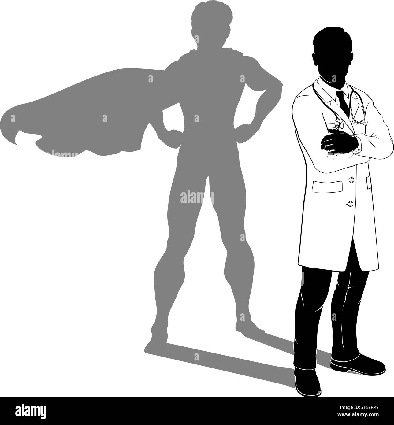 Superheld Doctor Silhouette Super Hero Shadow Stock Vektor