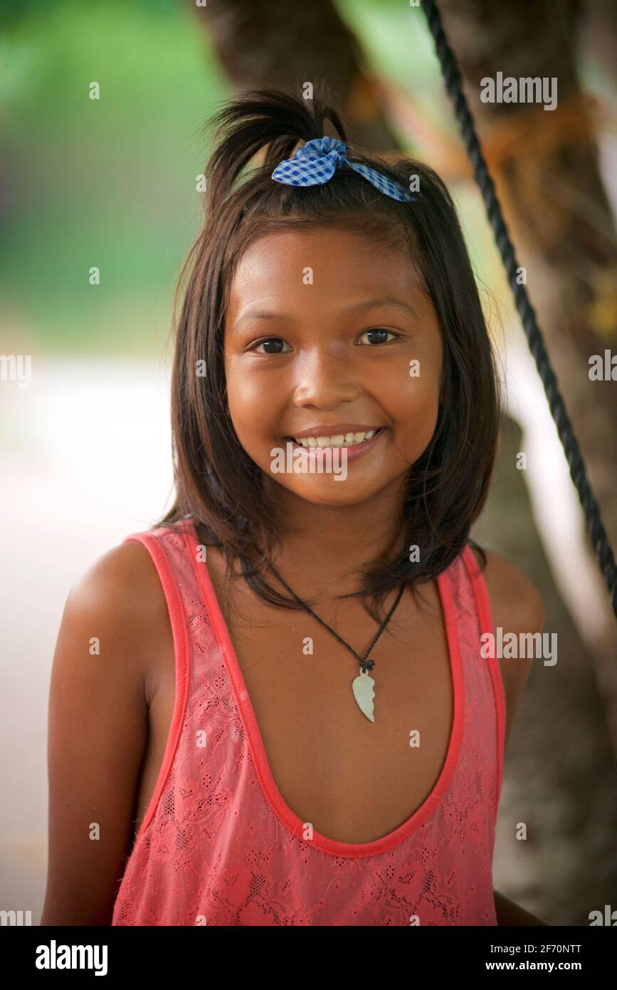 Porträt eines philippinischen Mädchens, Bantayan Insel, Cebu, Philippinen. Stockfoto