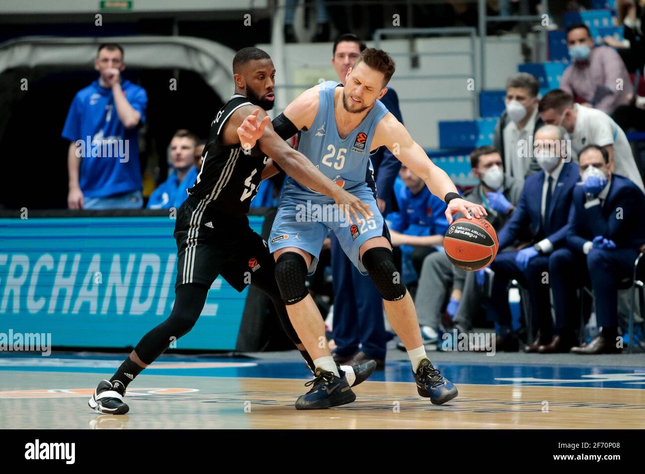 02-04-2021: Basketbal: BC Zenit Saint Petersburg / LDLC ASVEL Villeurbanne: Sint Petersburg SAINT PETERSBURG, RUSSLAND - APRIL 2: Norris Cole von LDLC AS Stockfoto