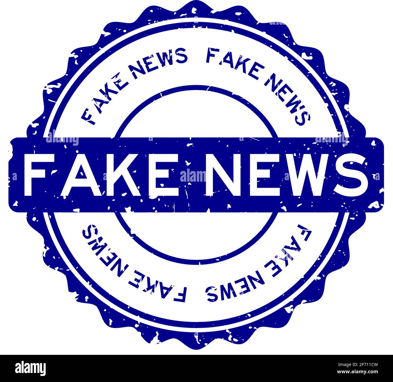 Grunge blau gefälschte Nachrichten Wort rund Gummi Siegel Stempel auf Weißer Hintergrund Stock Vektor