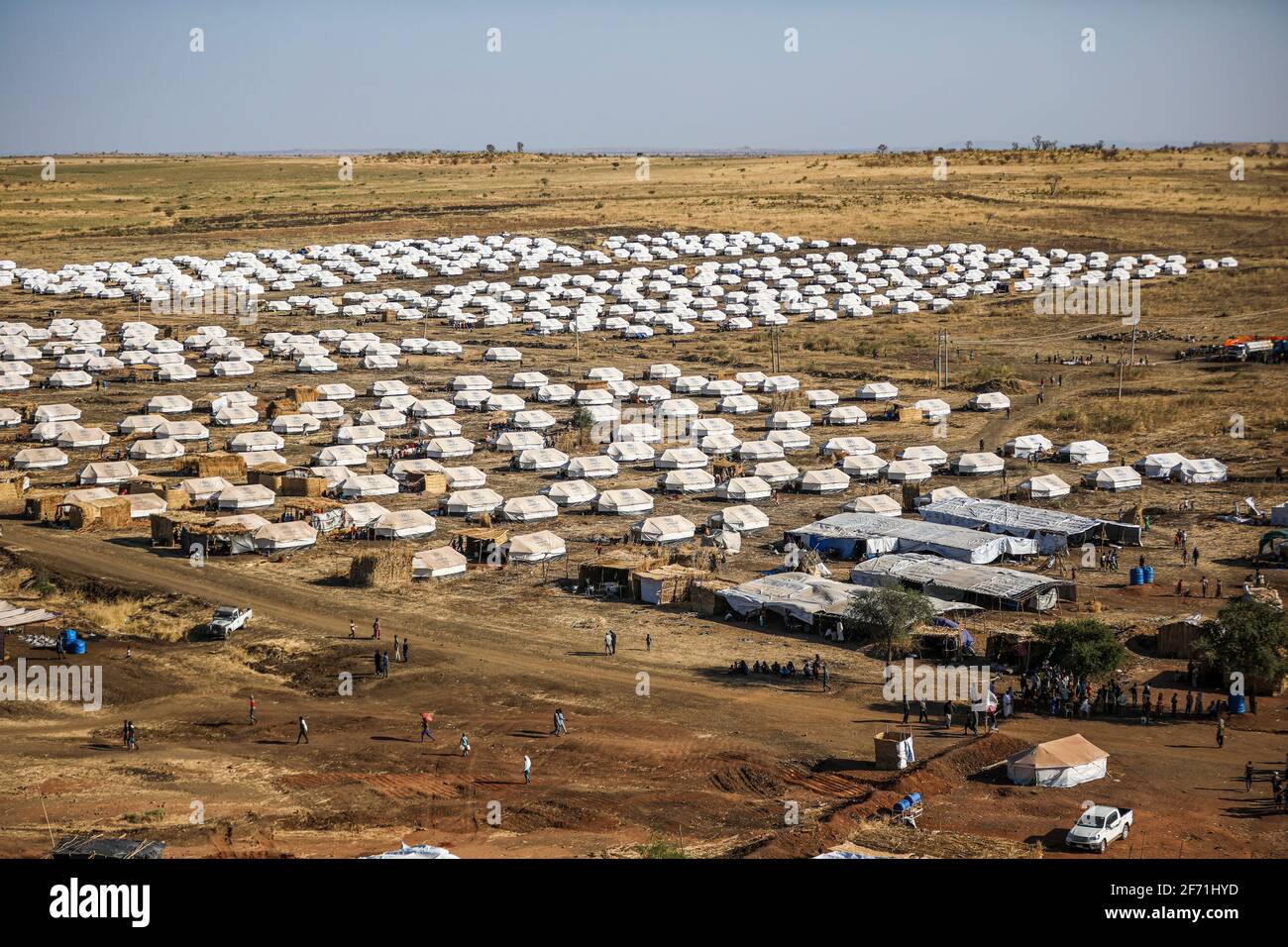 Äthiopische Flüchtlinge wanderten in den Sudan aus und leben im Flüchtlingslager Stockfoto